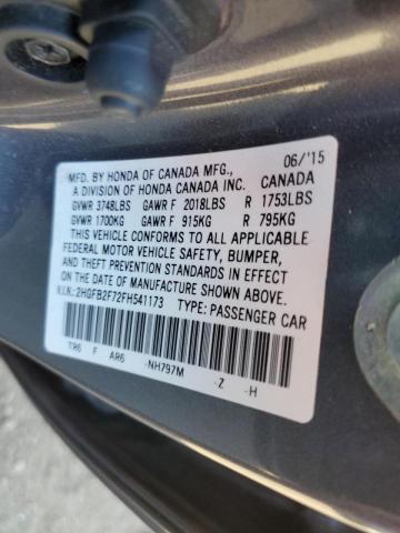 Photo 9 VIN: 2HGFB2F72FH541173 - HONDA CIVIC SE 