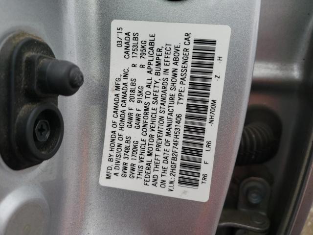 Photo 9 VIN: 2HGFB2F74FH531406 - HONDA CIVIC SE 