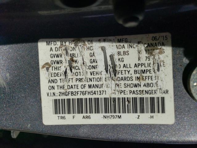 Photo 11 VIN: 2HGFB2F76FH541371 - HONDA CIVIC SE 