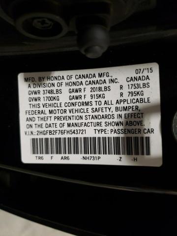 Photo 11 VIN: 2HGFB2F76FH543721 - HONDA CIVIC SE 