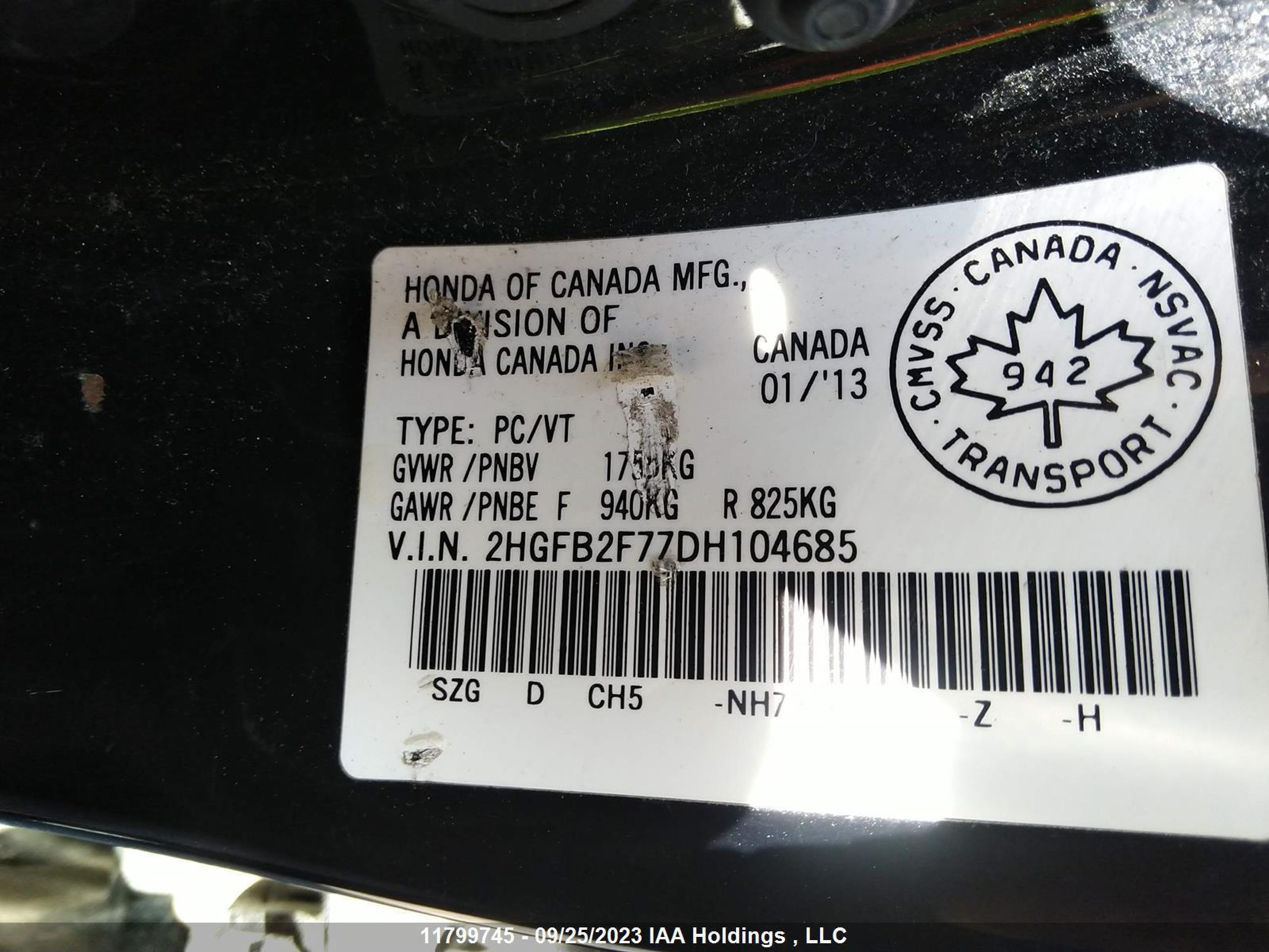 Photo 8 VIN: 2HGFB2F77DH104685 - HONDA CIVIC 