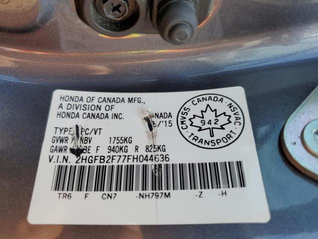 Photo 11 VIN: 2HGFB2F77FH044636 - HONDA CIVIC SE 