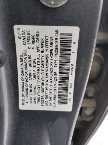 Photo 12 VIN: 2HGFB2F77FH522196 - HONDA CIVIC SE 