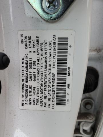 Photo 12 VIN: 2HGFB2F77FH550953 - HONDA CIVIC SE 