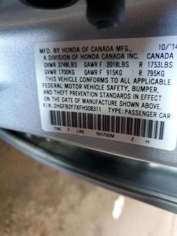 Photo 9 VIN: 2HGFB2F7XFH508311 - HONDA CIVIC SE 