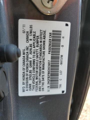 Photo 11 VIN: 2HGFB2F80CH516017 - HONDA CIVIC EX 