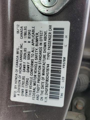 Photo 11 VIN: 2HGFB2F80CH578744 - HONDA CIVIC 