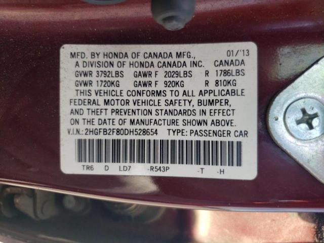 Photo 11 VIN: 2HGFB2F80DH528654 - HONDA CIVIC EX 