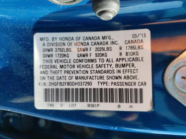 Photo 9 VIN: 2HGFB2F80DH537290 - HONDA CIVIC EX 