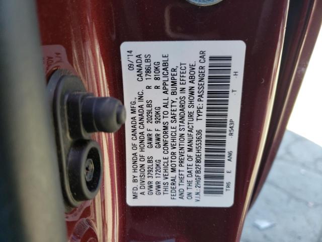 Photo 11 VIN: 2HGFB2F80EH553636 - HONDA CIVIC 