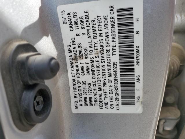 Photo 11 VIN: 2HGFB2F80FH540239 - HONDA CIVIC EX 