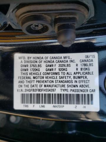 Photo 9 VIN: 2HGFB2F80FH554397 - HONDA CIVIC EX 