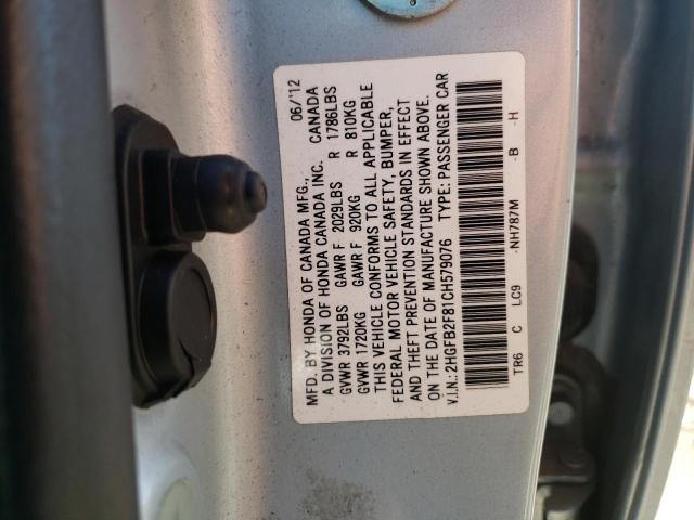 Photo 9 VIN: 2HGFB2F81CH579076 - HONDA CIVIC EX 