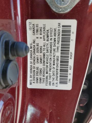 Photo 11 VIN: 2HGFB2F81DH516853 - HONDA CIVIC EX 