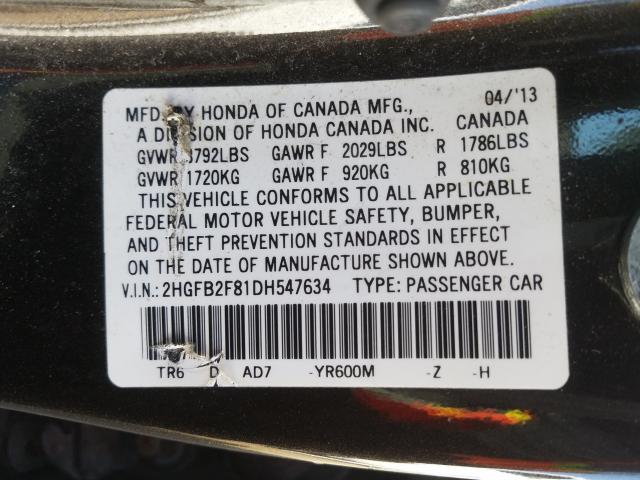 Photo 9 VIN: 2HGFB2F81DH547634 - HONDA CIVIC EX 