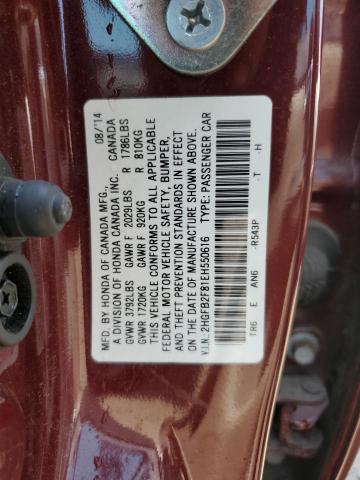 Photo 11 VIN: 2HGFB2F81EH550616 - HONDA CIVIC EX 