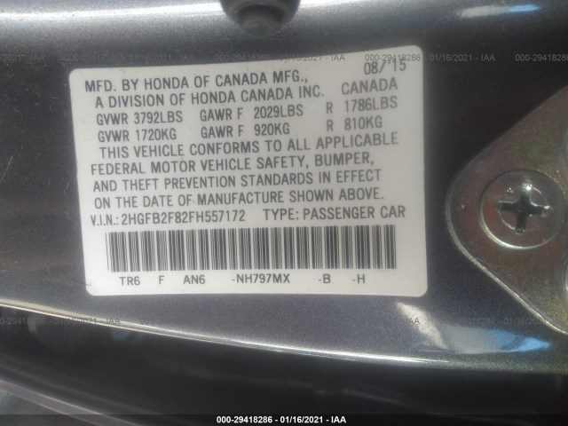 Photo 8 VIN: 2HGFB2F82FH557172 - HONDA CIVIC SEDAN 