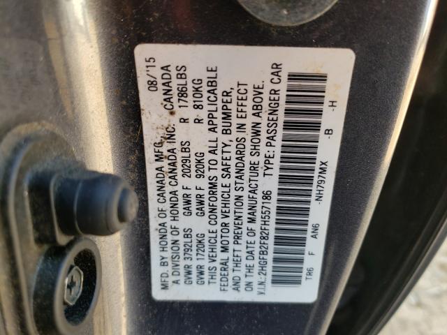 Photo 9 VIN: 2HGFB2F82FH557186 - HONDA CIVIC EX 