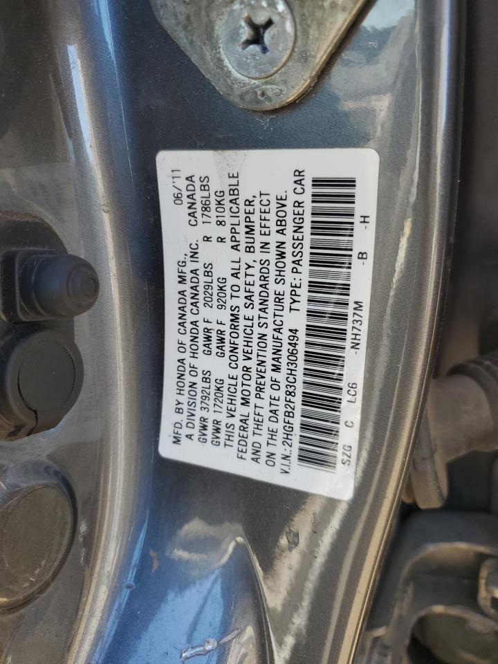 Photo 11 VIN: 2HGFB2F83CH306494 - HONDA CIVIC 