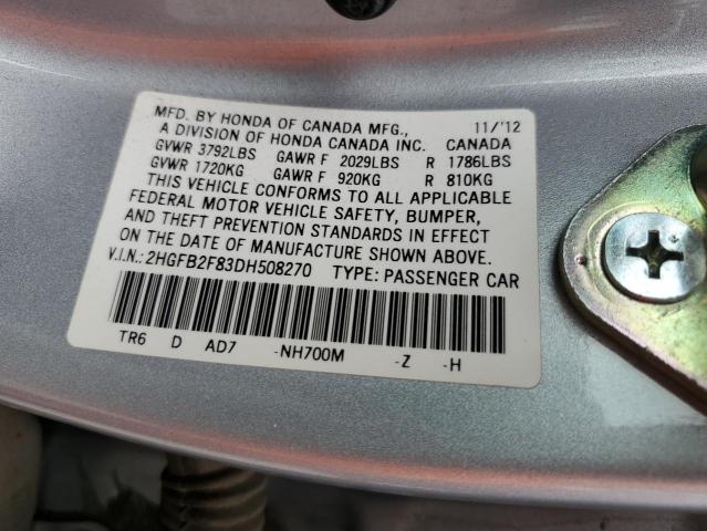 Photo 12 VIN: 2HGFB2F83DH508270 - HONDA CIVIC 