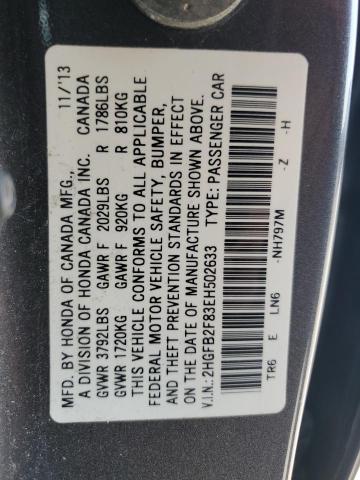 Photo 11 VIN: 2HGFB2F83EH502633 - HONDA CIVIC EX 