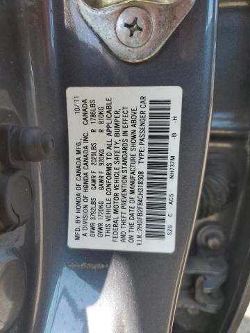 Photo 11 VIN: 2HGFB2F84CH318508 - HONDA CIVIC EX 