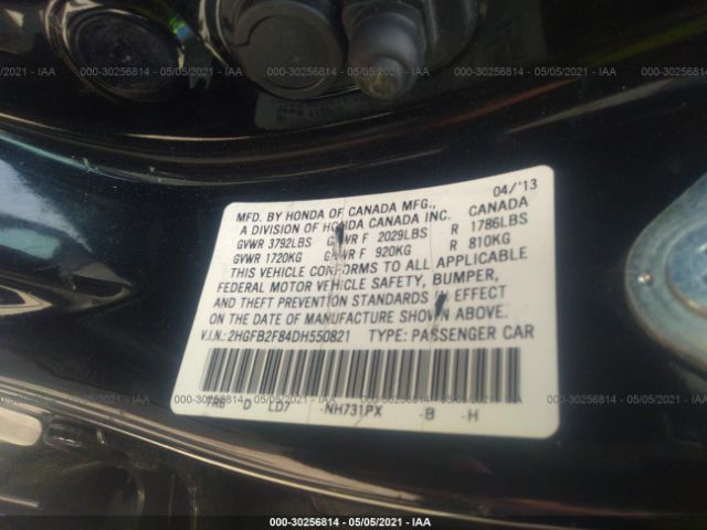 Photo 8 VIN: 2HGFB2F84DH550821 - HONDA CIVIC SDN 