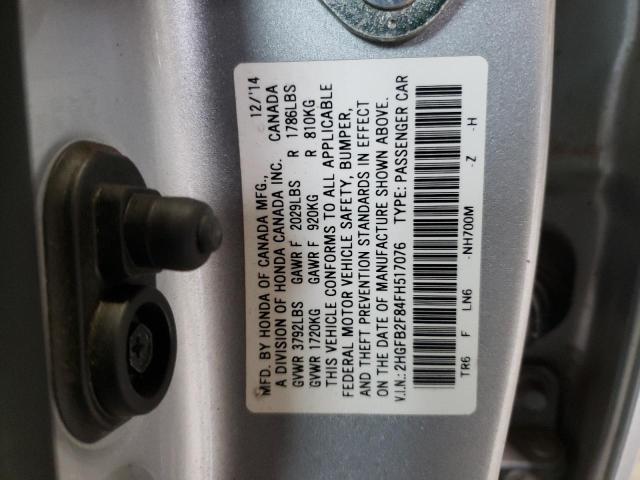 Photo 9 VIN: 2HGFB2F84FH517076 - HONDA CIVIC EX 