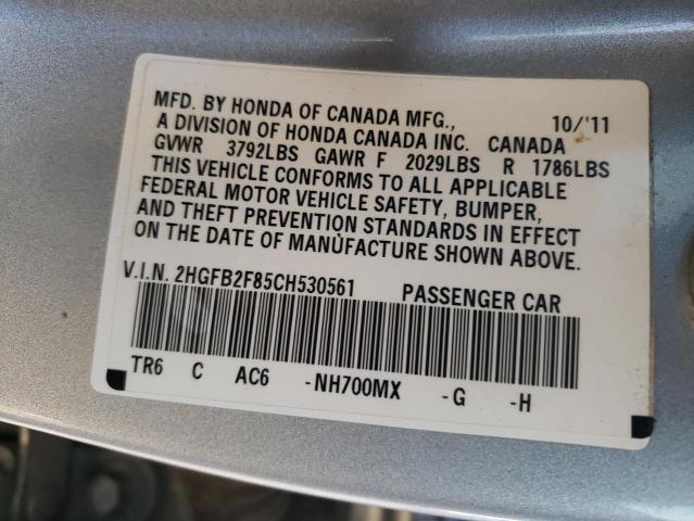 Photo 9 VIN: 2HGFB2F85CH530561 - HONDA CIVIC EX 