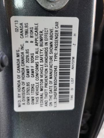 Photo 12 VIN: 2HGFB2F85DH532943 - HONDA CIVIC 