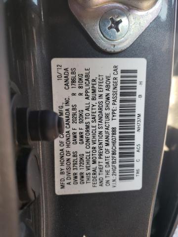 Photo 11 VIN: 2HGFB2F86CH607888 - HONDA CIVIC EX 