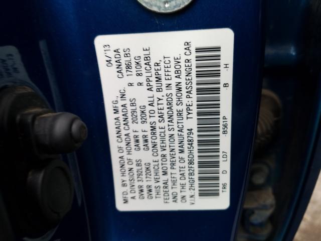 Photo 9 VIN: 2HGFB2F86DH548794 - HONDA CIVIC EX 