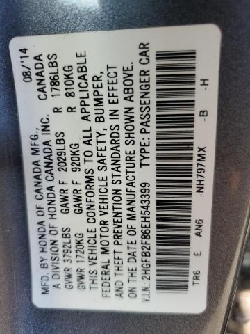 Photo 11 VIN: 2HGFB2F86EH543399 - HONDA CIVIC 