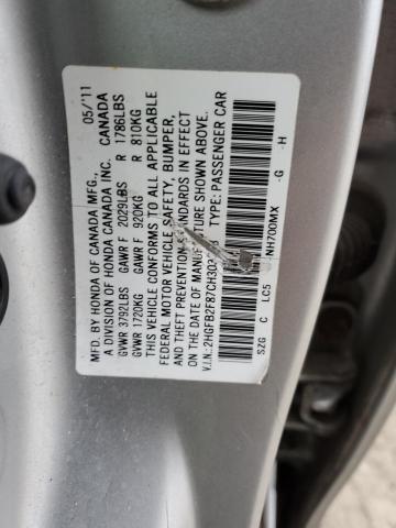 Photo 11 VIN: 2HGFB2F87CH303243 - HONDA CIVIC EX 