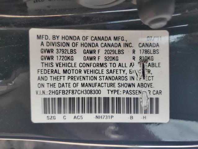 Photo 11 VIN: 2HGFB2F87CH308300 - HONDA CIVIC 