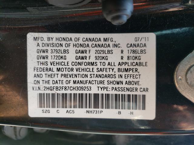 Photo 9 VIN: 2HGFB2F87CH309253 - HONDA CIVIC EX 