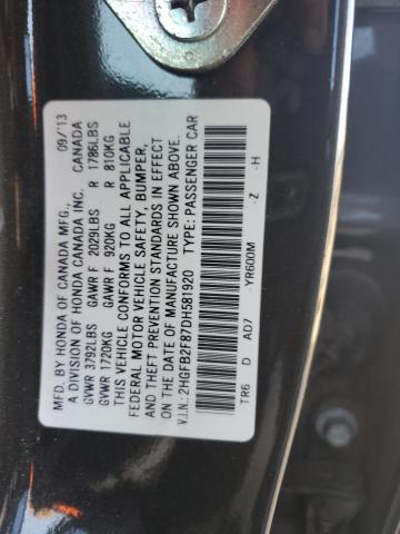 Photo 11 VIN: 2HGFB2F87DH581920 - HONDA CIVIC EX 