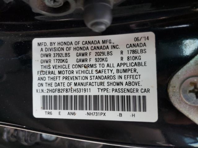 Photo 11 VIN: 2HGFB2F87EH531911 - HONDA CIVIC EX 