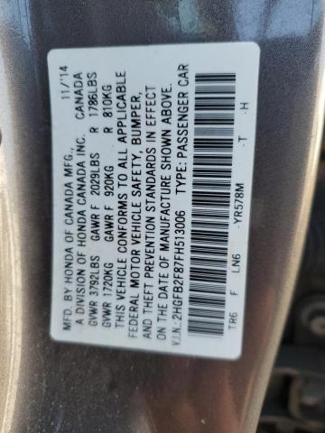 Photo 11 VIN: 2HGFB2F87FH513006 - HONDA CIVIC EX 