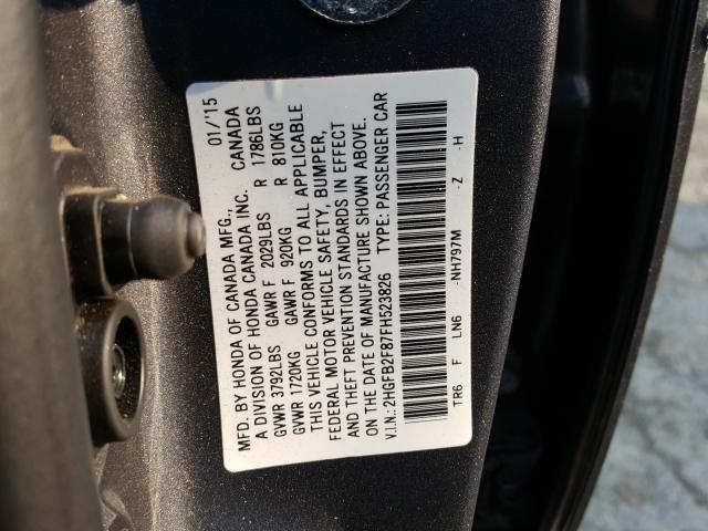 Photo 9 VIN: 2HGFB2F87FH523826 - HONDA CIVIC EX 