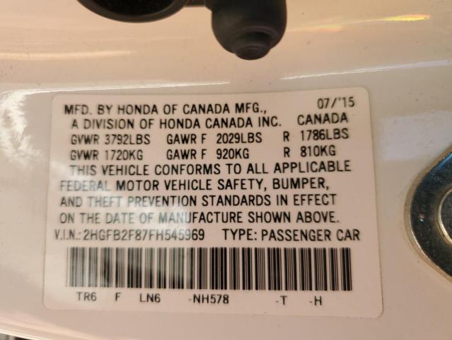 Photo 11 VIN: 2HGFB2F87FH545969 - HONDA CIVIC 