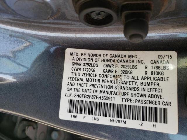 Photo 9 VIN: 2HGFB2F87FH560911 - HONDA CIVIC EX 