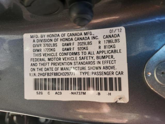 Photo 12 VIN: 2HGFB2F88CH329771 - HONDA CIVIC EX 