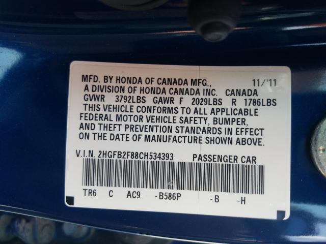 Photo 9 VIN: 2HGFB2F88CH534393 - HONDA CIVIC EX 