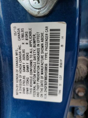 Photo 9 VIN: 2HGFB2F88DH558856 - HONDA CIVIC EX 