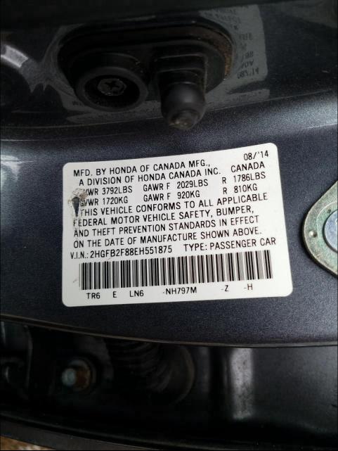 Photo 9 VIN: 2HGFB2F88EH551875 - HONDA CIVIC EX 