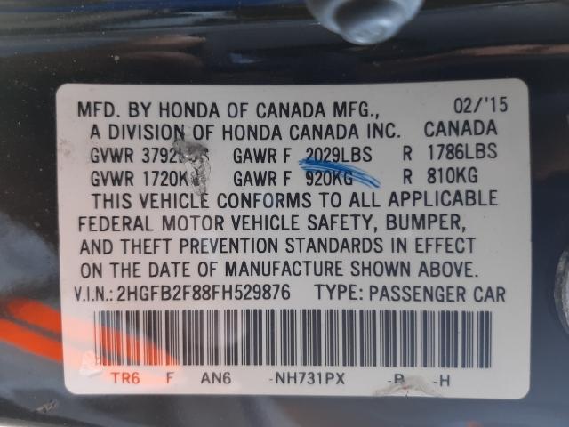 Photo 9 VIN: 2HGFB2F88FH529876 - HONDA CIVIC EX 