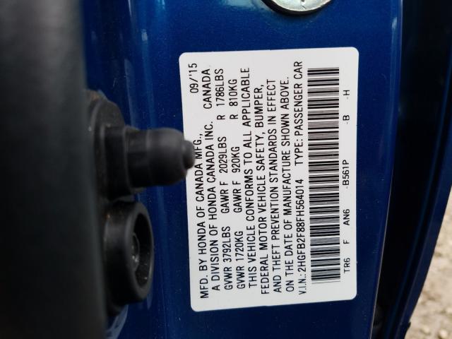 Photo 9 VIN: 2HGFB2F88FH564014 - HONDA CIVIC EX 