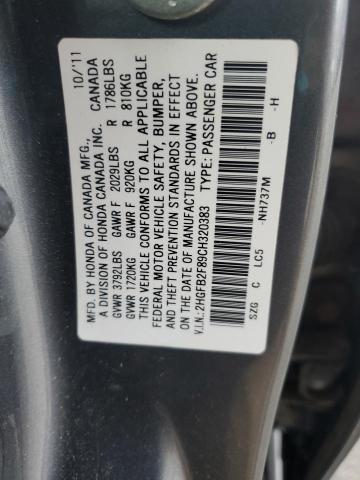 Photo 12 VIN: 2HGFB2F89CH320383 - HONDA CIVIC 