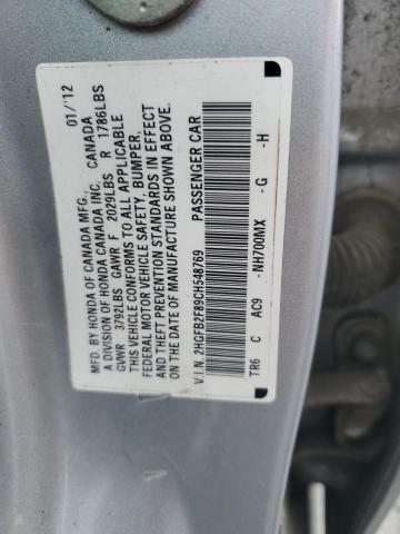 Photo 11 VIN: 2HGFB2F89CH548769 - HONDA CIVIC 